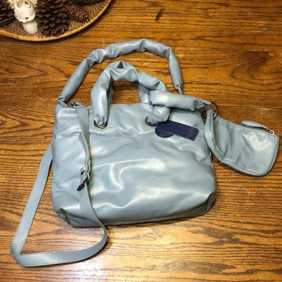 RACHEL Rachel Roy Bags Nwt Rachel Rachel Roy Blue Soft Faux Leather Tote Bag With Matching Wristlet Poshmark